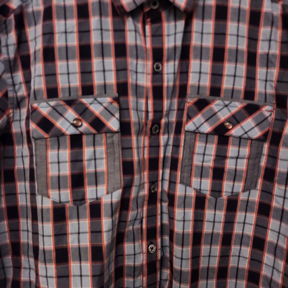 7 Diamonds Western Shirt Cowboy Button‎ Up Blue Plaid Cotton Mens Large - Picture 4 of 16